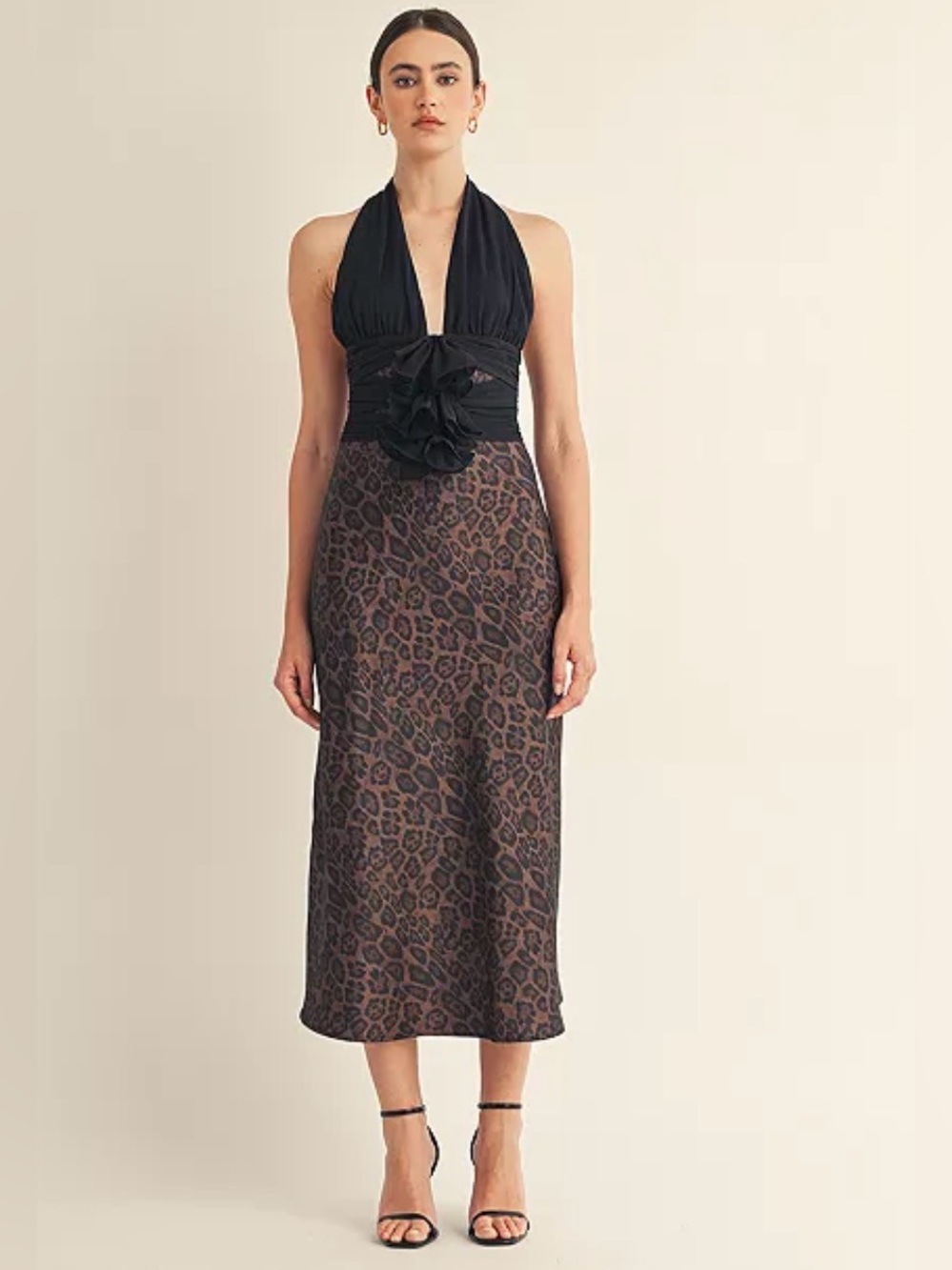 Women's Kessara Halter Wrap Bow Detail Midi Dress